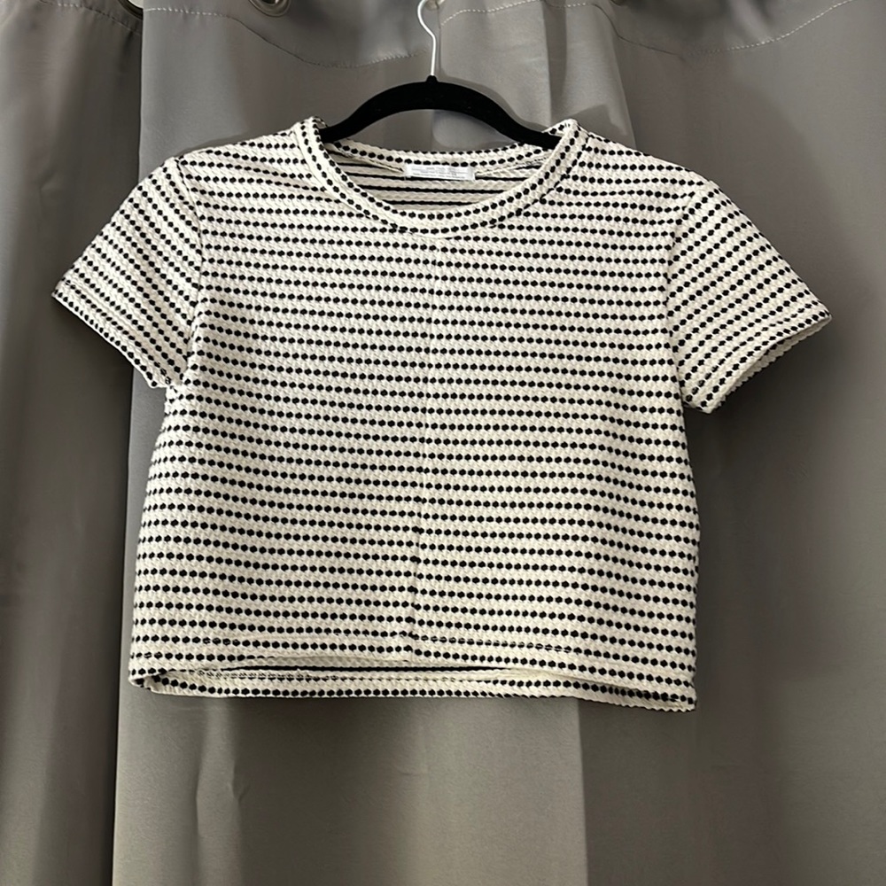 Zara Black and White Cropped Top - Size S